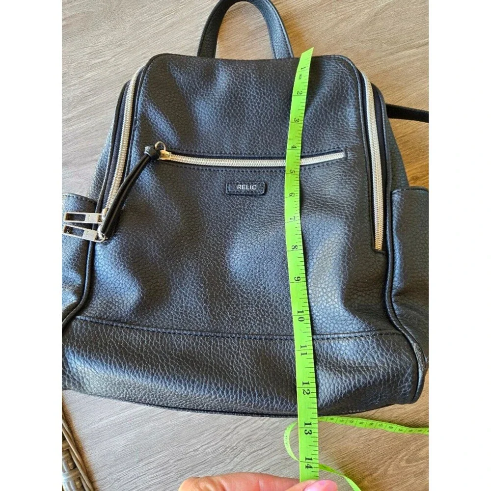 Relic by Fossil Black Pebbled Leather Minimalist Urban Backpack